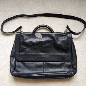 NWOT Kenneth Cole Black Leather Laptop Messenger Bag Briefcase